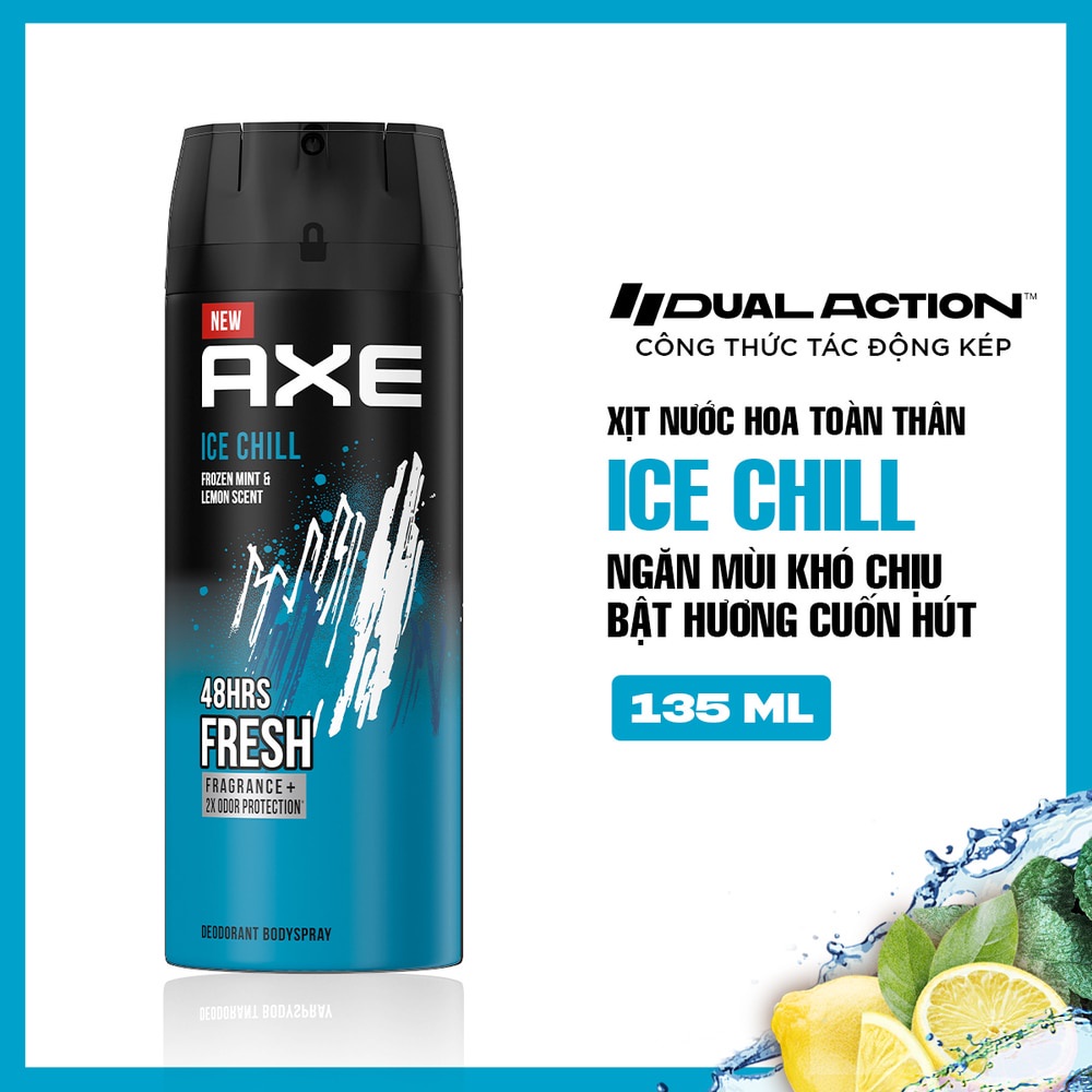 Xịt Ngăn Mùi Toàn Thân Axe Ice Chill Hương Chanh Tuyết và Lá Bạc Hà 135ml