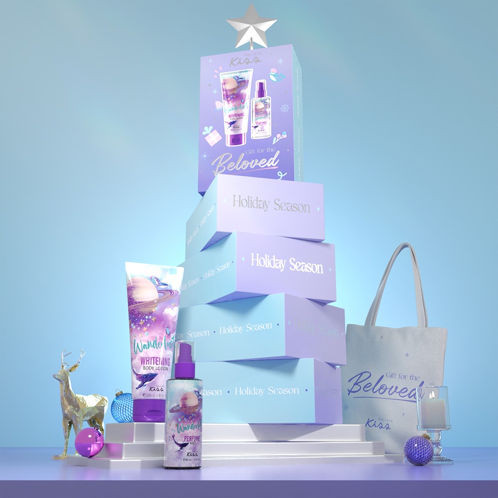 Bộ Quà Tặng Malissa Kiss Wanderlust (Sữa Dưỡng Thể Trắng Da Hương Nước Hoa 226g và Xịt Thơm Toàn Thân Hương Nước Hoa 88m