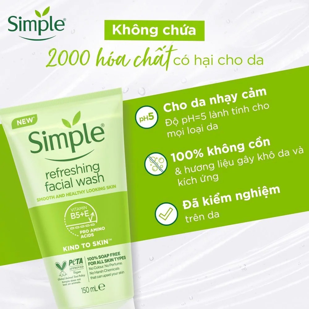 Sữa Rửa Mặt Simple Refreshing Facial Wash Dành Cho Mọi Loại Da 150ml