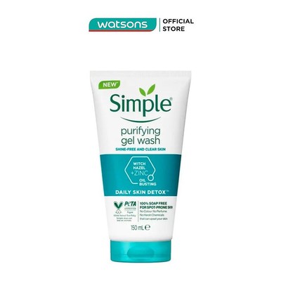 Gel Rửa Mặt Simple Purifying Daily Skin Detox Dành Cho Da Dầu và Da Nhạy Cảm 150ml