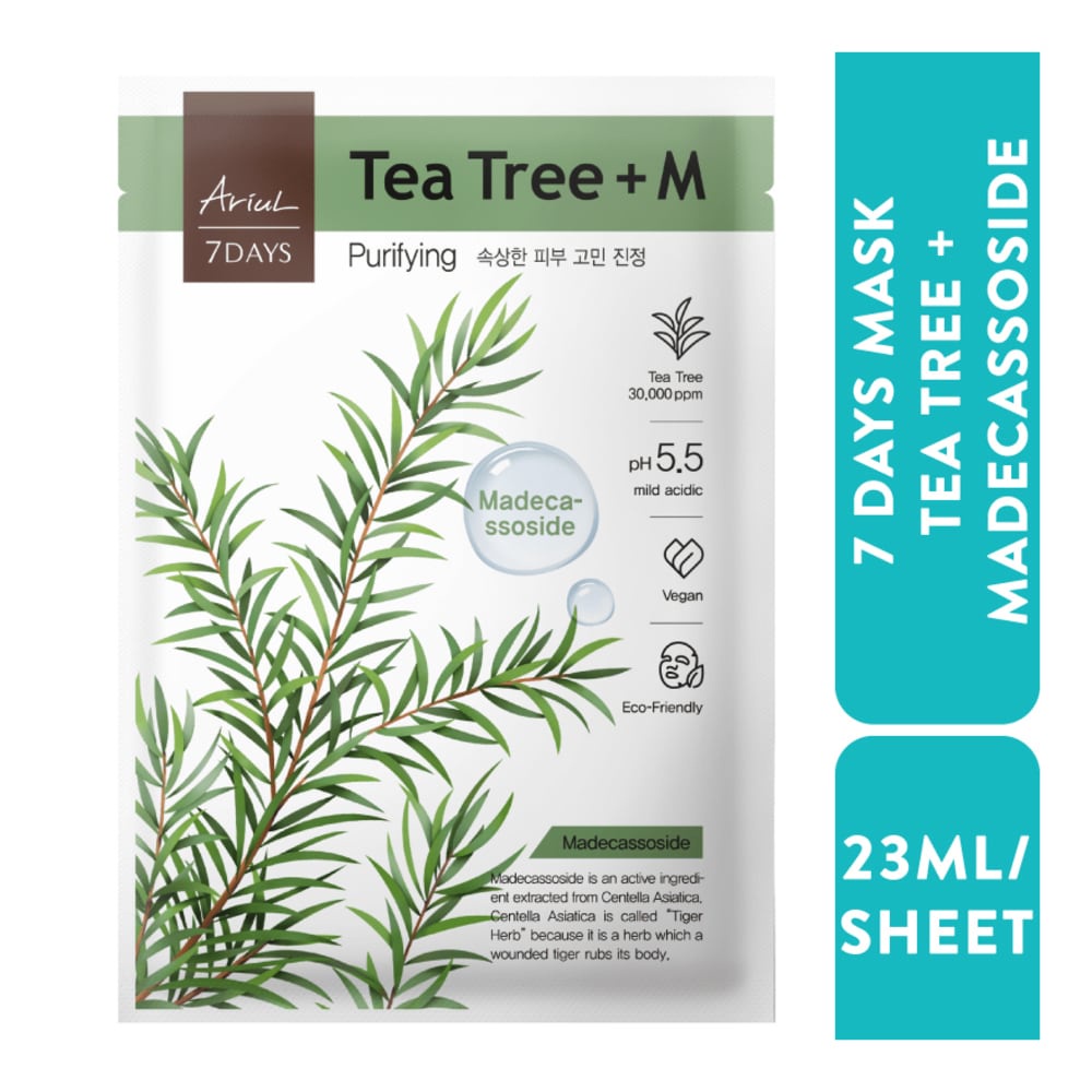 Mặt Nạ Ariul 7Days Tea Tree + Madecassoside Tràm Trà Giảm Mẩn Đỏ & Cải Thiện Da Mụn 23ml