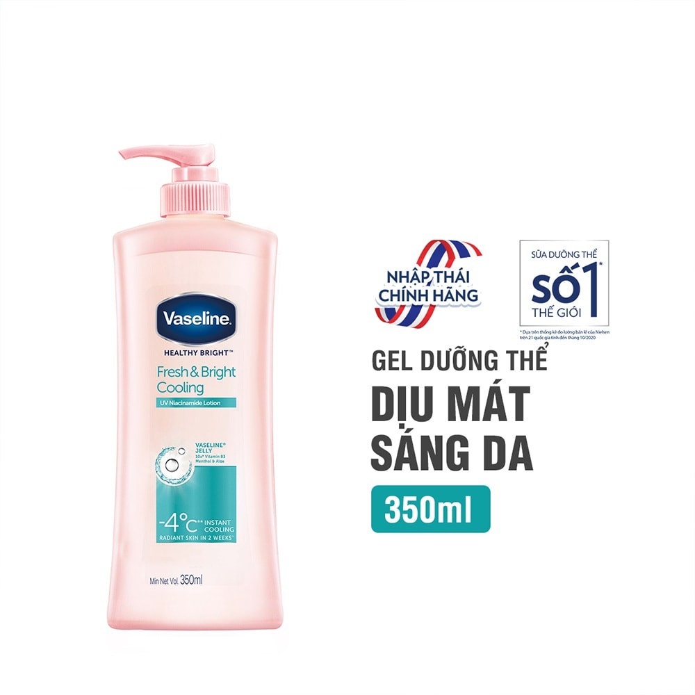 Gel Dưỡng Thể Vaseline Fresh & Bright Cooling Dưỡng Sáng Mát Lạnh 350ml