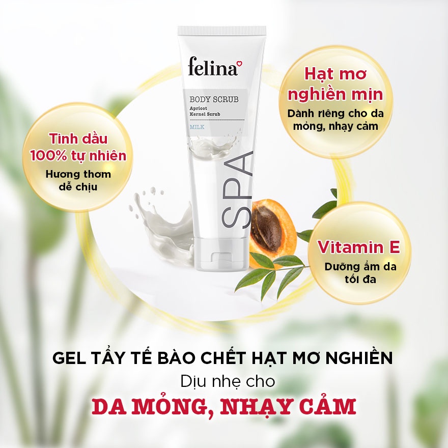 Gel Tẩy Tế Bào Da Felina Tinh Chất Sữa Milk Body Scrub 300ml