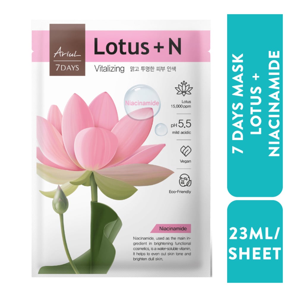 Mặt Nạ Ariul 7Days Lotus + Niacinamide Hoa Sen Sáng Mịn Da & Đầy Sức Sống 23ml