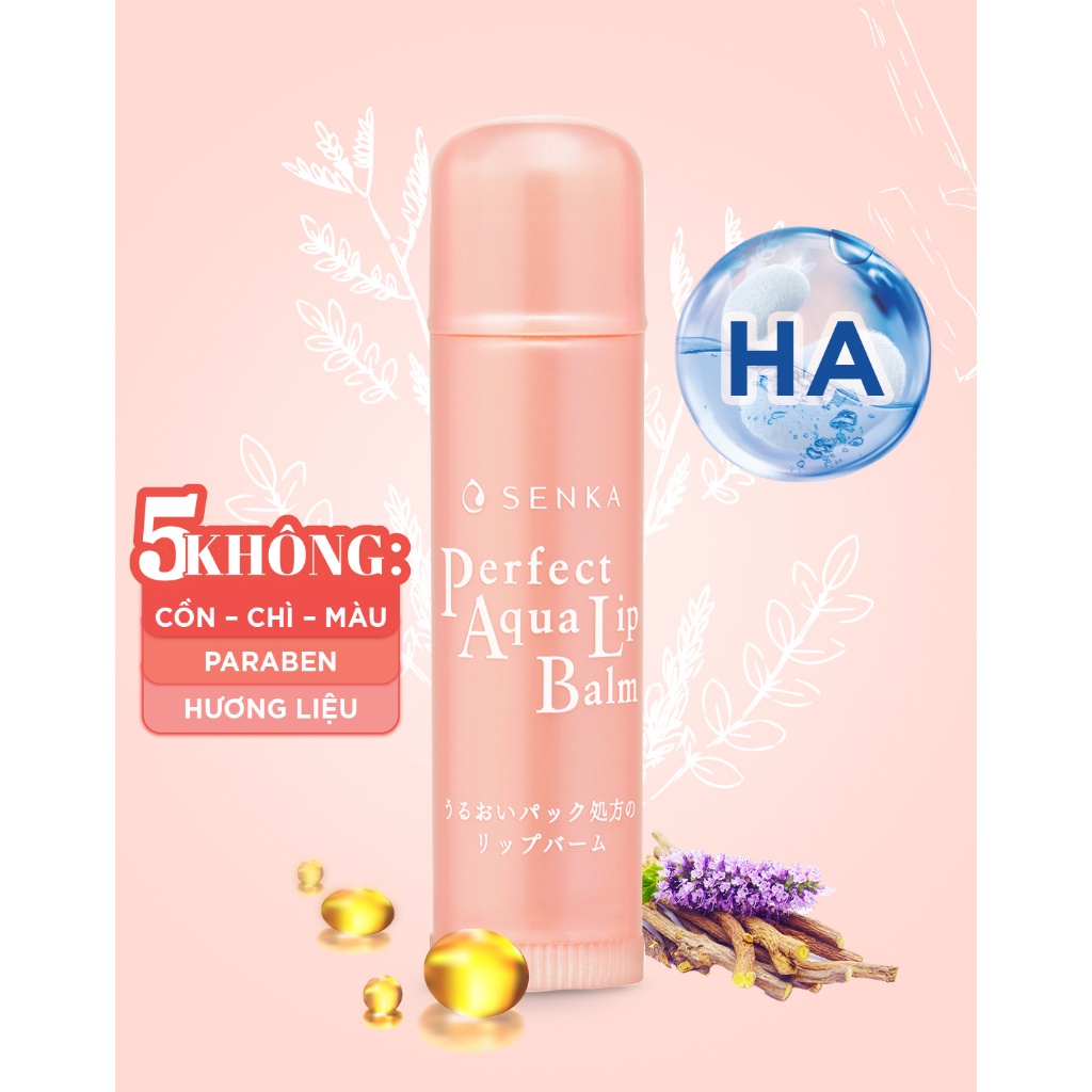 Son Dưỡng Môi Senka Perfect Aqua Lip Balm Giúp Cấp Ẩm 4.5g