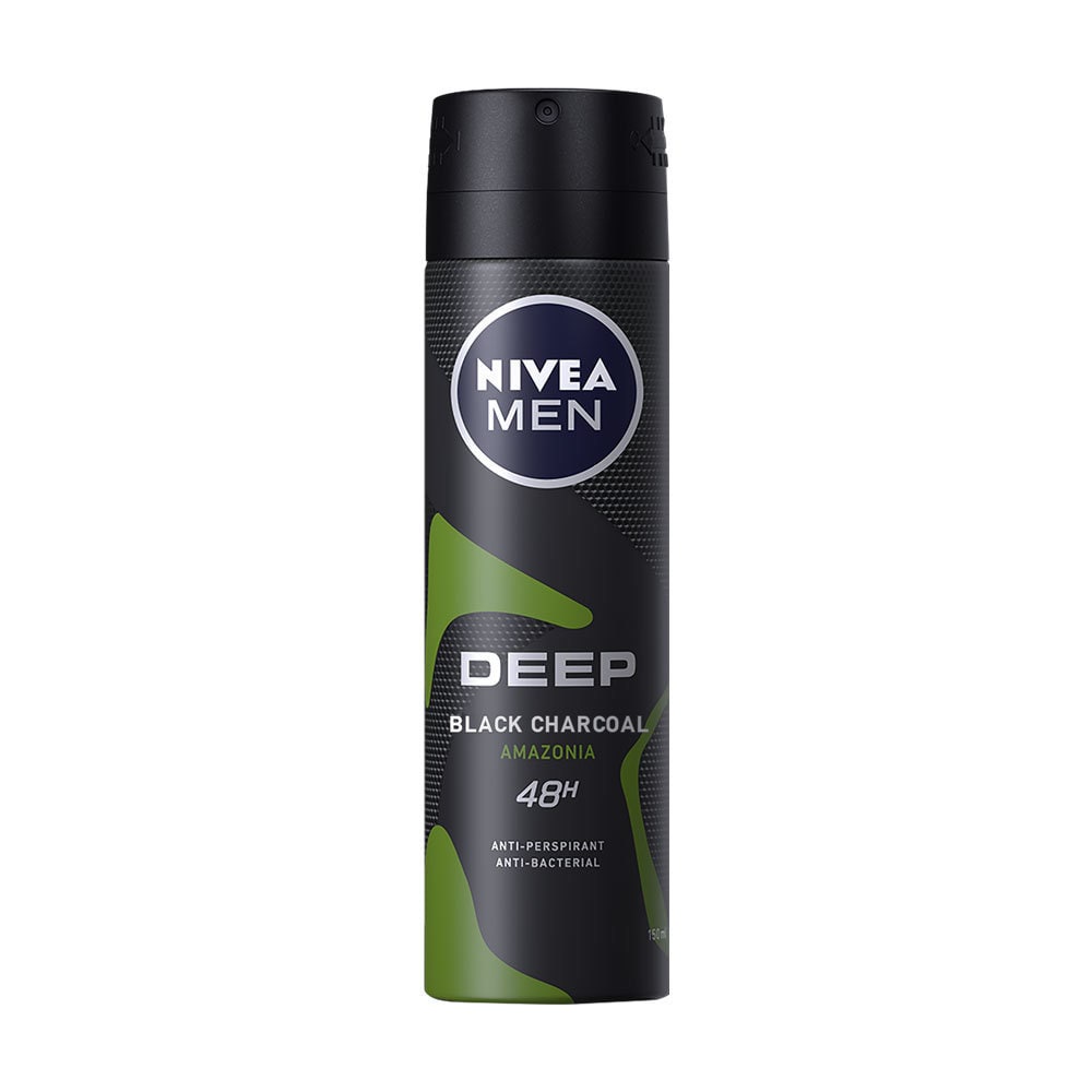 Xịt Ngăn Mùi Nivea Men Hương Rừng và Gỗ Đàn Hương Deep Black Charcoal Amazonia 150ml
