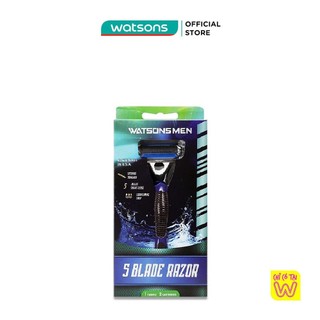 Bộ Cạo Năm Đầu Watsons 5-Blade Razor Cho Nam (1 Cán+2 Lưỡi)
