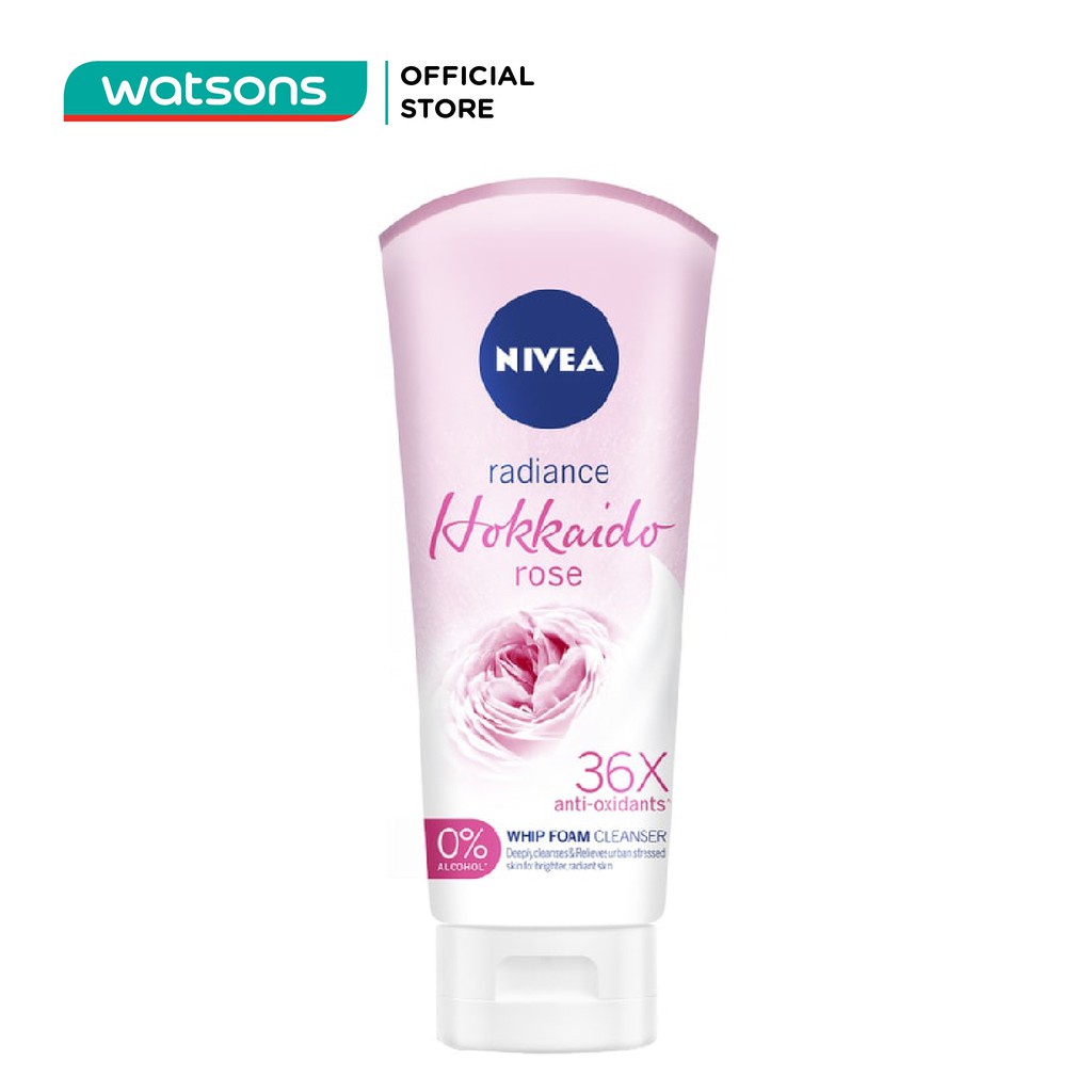 Sữa Rửa Mặt Nivea Radiance Rose Hokkaido Whip Foam 0% Alcohol Chiết Xuất Hoa Hồng 100ml