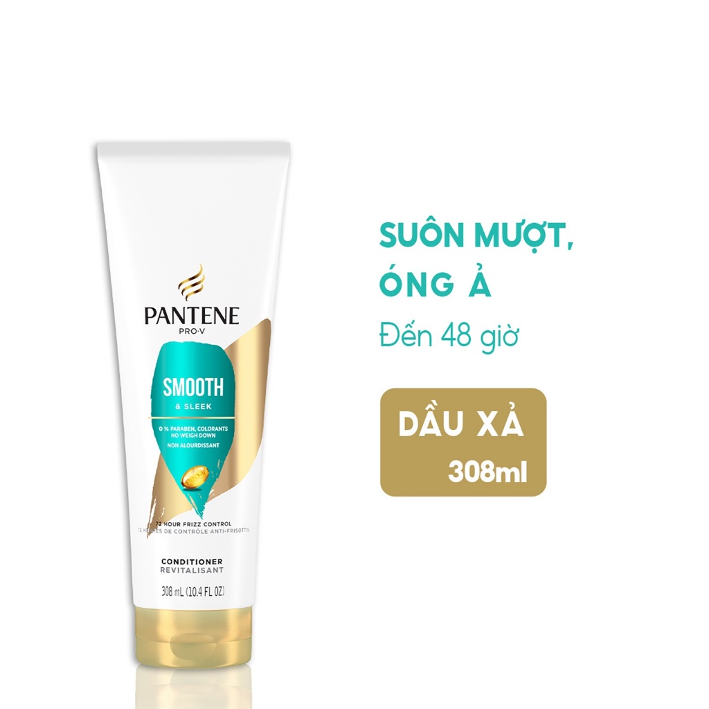 Dầu Xả Pantene ProV Smooth & Sleek Conditioner Óng Mượt Mái Tóc 308ml