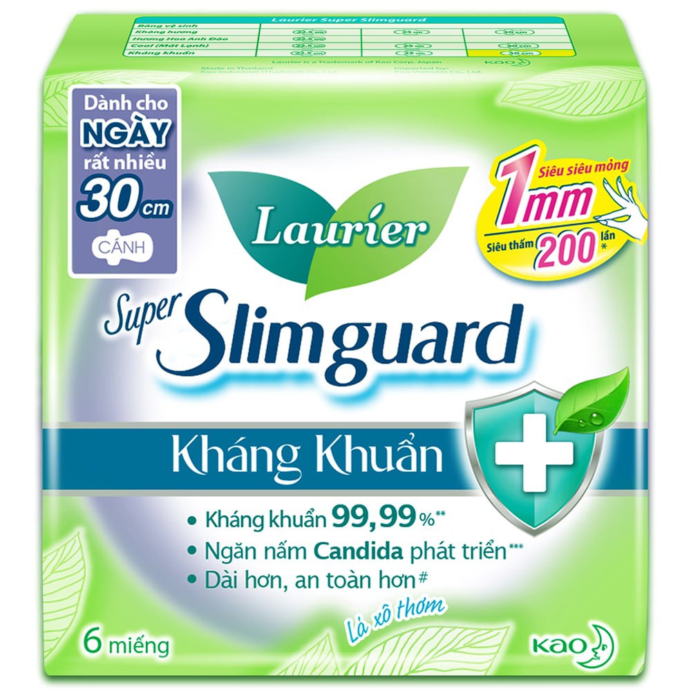 Băng Vệ Sinh Laurier Super Slimguard Dành Cho Ban Ngày 30cm 6 Miếng