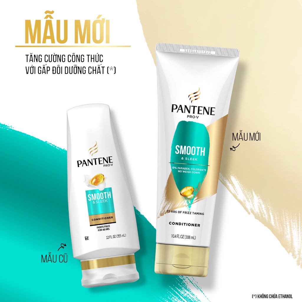 Dầu Xả Pantene ProV Smooth & Sleek Conditioner Óng Mượt Mái Tóc 308ml