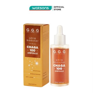 Tinh Chất GGG Uniq Booster Chaga 100 Ampoule Từ Nấm Chaga Phục Hồi, Làm Dịu & Cấp Ẩm 50ml