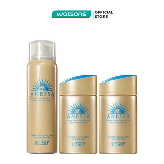 Combo Anessa Chống Nắng Dưỡng Da Kiềm Dầu SPF50+ PA++++ (Sữa Chống Nắng 60ml x 2 Chai + Xịt Chống Nắng 60g)