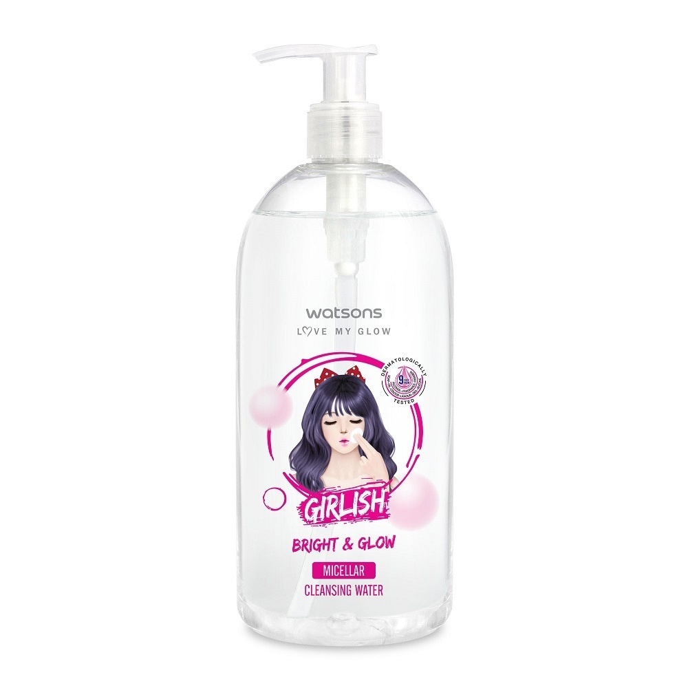 Nước Tẩy Trang Watsons Girlish Bright & Glow Micellar Cleansing Water Làm Sáng Da & Mềm Mại 485ml
