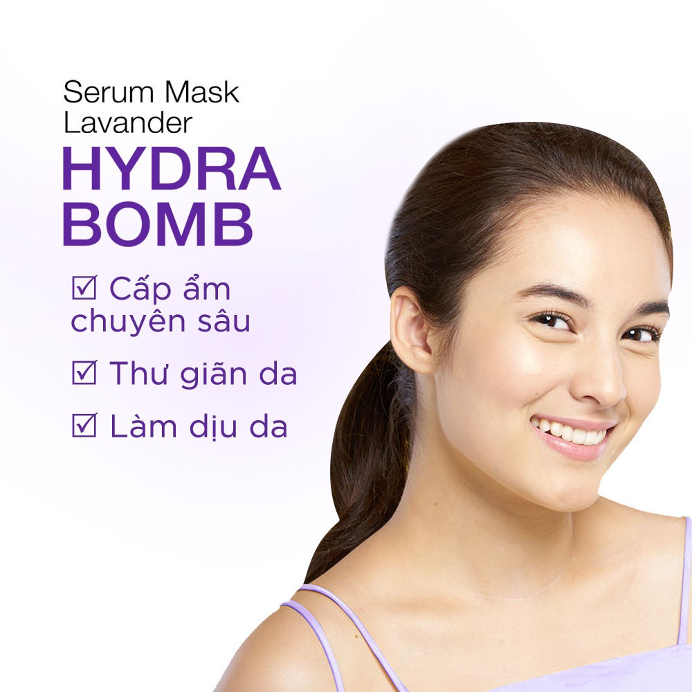 Mặt Nạ Garnier Serum Mask Hydra Bomb Soothing Hydration Tinh Chất Hoa Oải Hương Mềm Mịn Da 28g