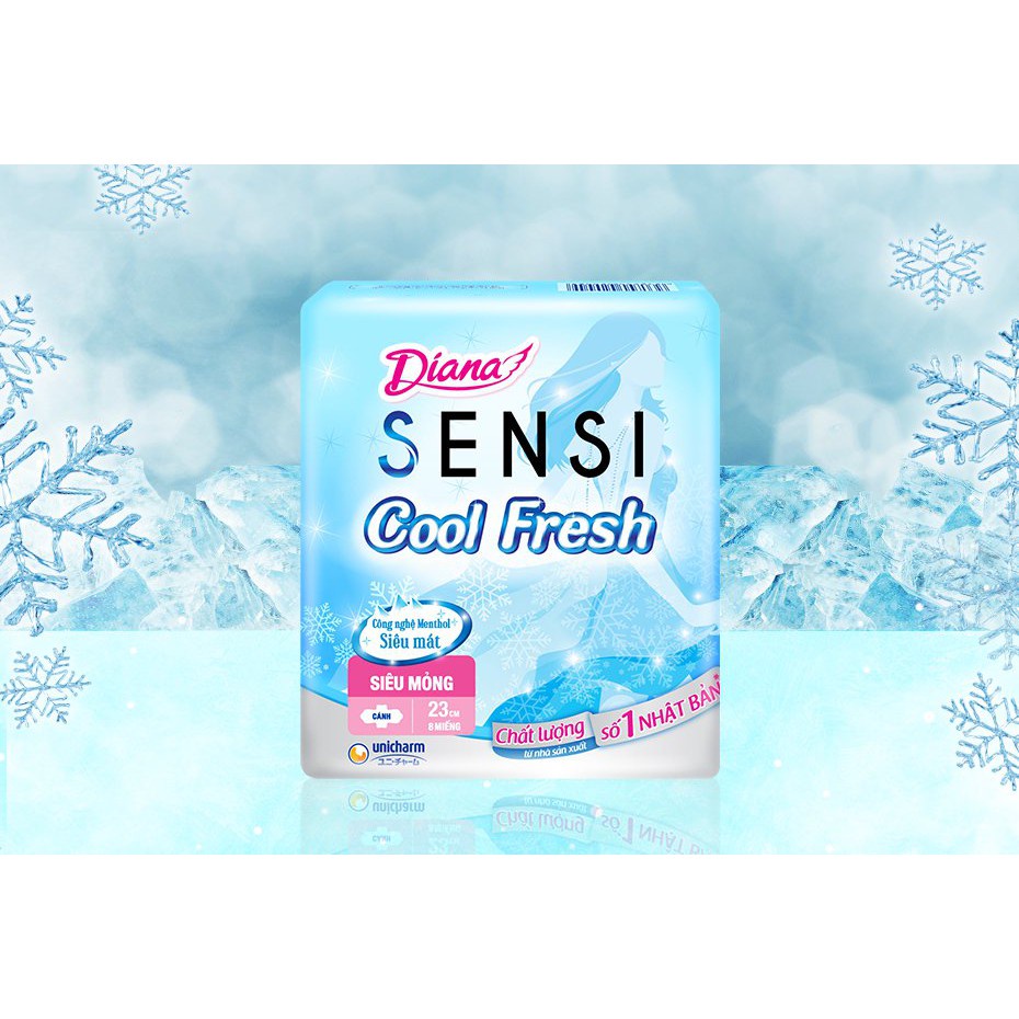 Băng Vệ Sinh Diana Sensi Cool Fresh Siêu Mỏng Cánh 23cm