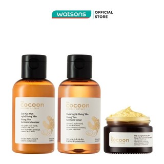 Combo Cocoon Nghệ Hưng Yên (Sữa Rửa Mặt Nghệ 140ml + Nước Nghệ 140ml + Mặt Nạ Nghệ 30ml)