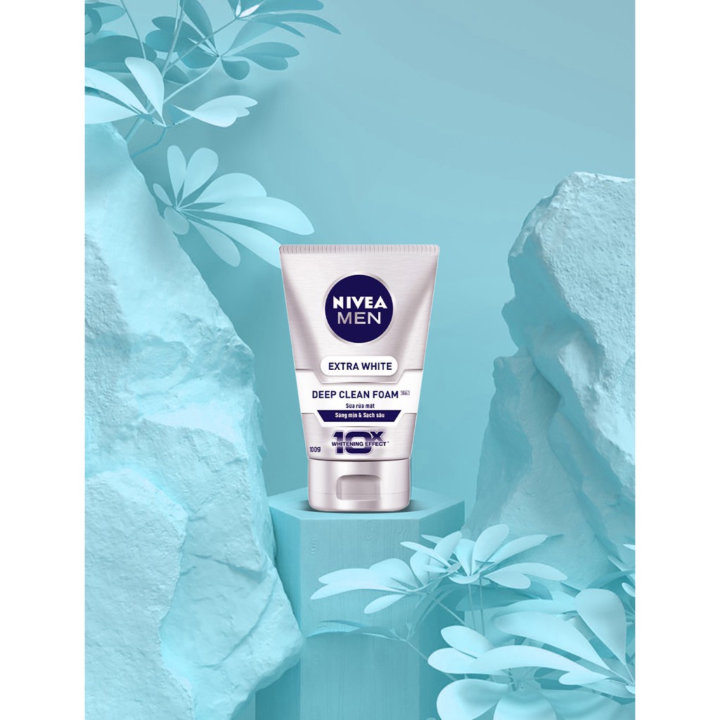 Sữa Rửa Mặt Sáng Mịn Sạch Sâu NIVEA MEN Extra White 100g/chai