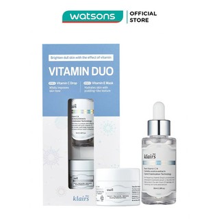 Combo Dear Klairs Vitamin Duo Trial Kit (Tinh Chất Vitamin Drop 35ml + Mặt Nạ Ngủ Vitamin E 15ml)