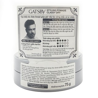 Wax Vuốt Tóc Gatsby Pomade Classy Dry 75g