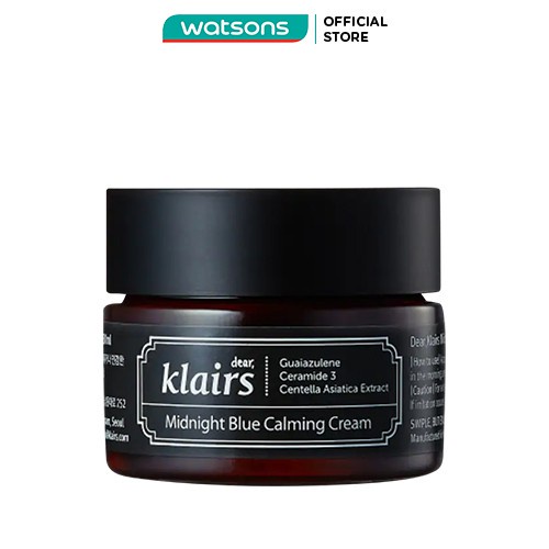 [Mã FMCGWA101 giảm 8% đơn 250K] Kem Dưỡng Dear Klairs Làm Dịu Và Phục Hồi Da Midnight Blue Calming Cream 30ml