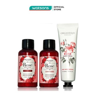 Bộ Quà Tặng Organique Rose Hương Hoa Hồng (Dầu Gội 50ml + Dầu Xả 50ml + Kem Dưỡng Tay 30ml)