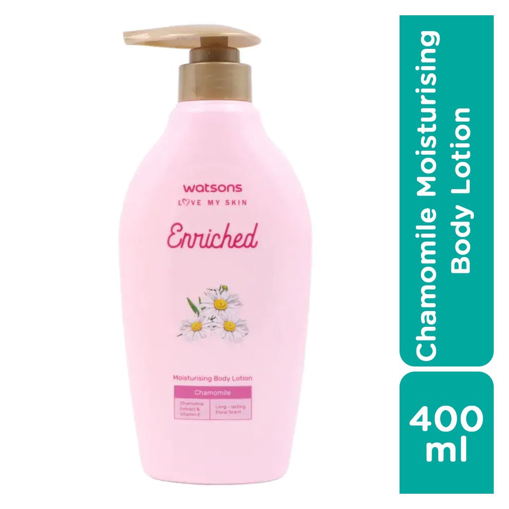 Sữa Dưỡng Thể Watsons Enriched Chamomile Moisturising Từ Hoa Cúc La Mã Cấp Ẩm Cho Da Mịn Màng 400ml