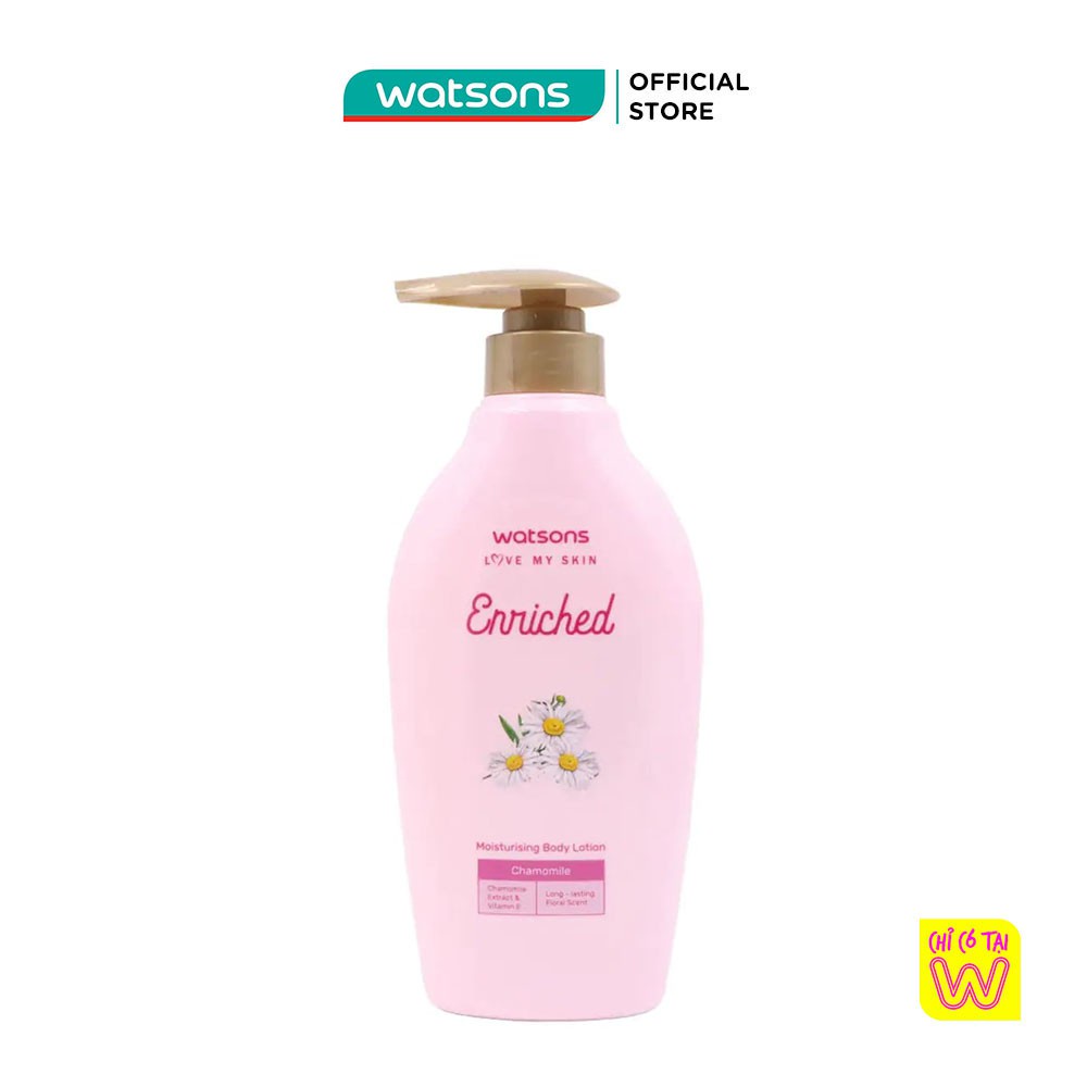 Sữa Dưỡng Thể Watsons Enriched Chamomile Moisturising Từ Hoa Cúc La Mã Cấp Ẩm Cho Da Mịn Màng 400ml