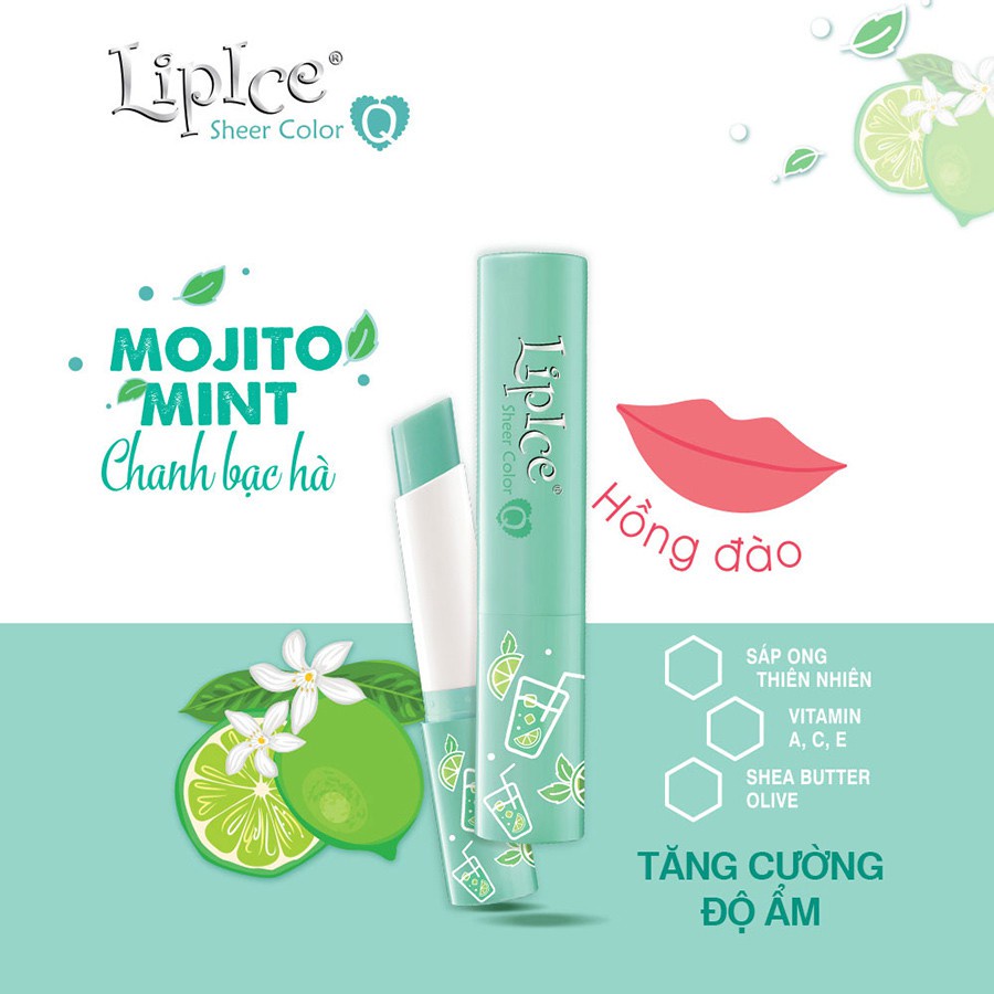 Son Dưỡng Môi LipIce Sheer Color Mojito Mint Chanh Bạc Hà 2.4g - Hồng Đào