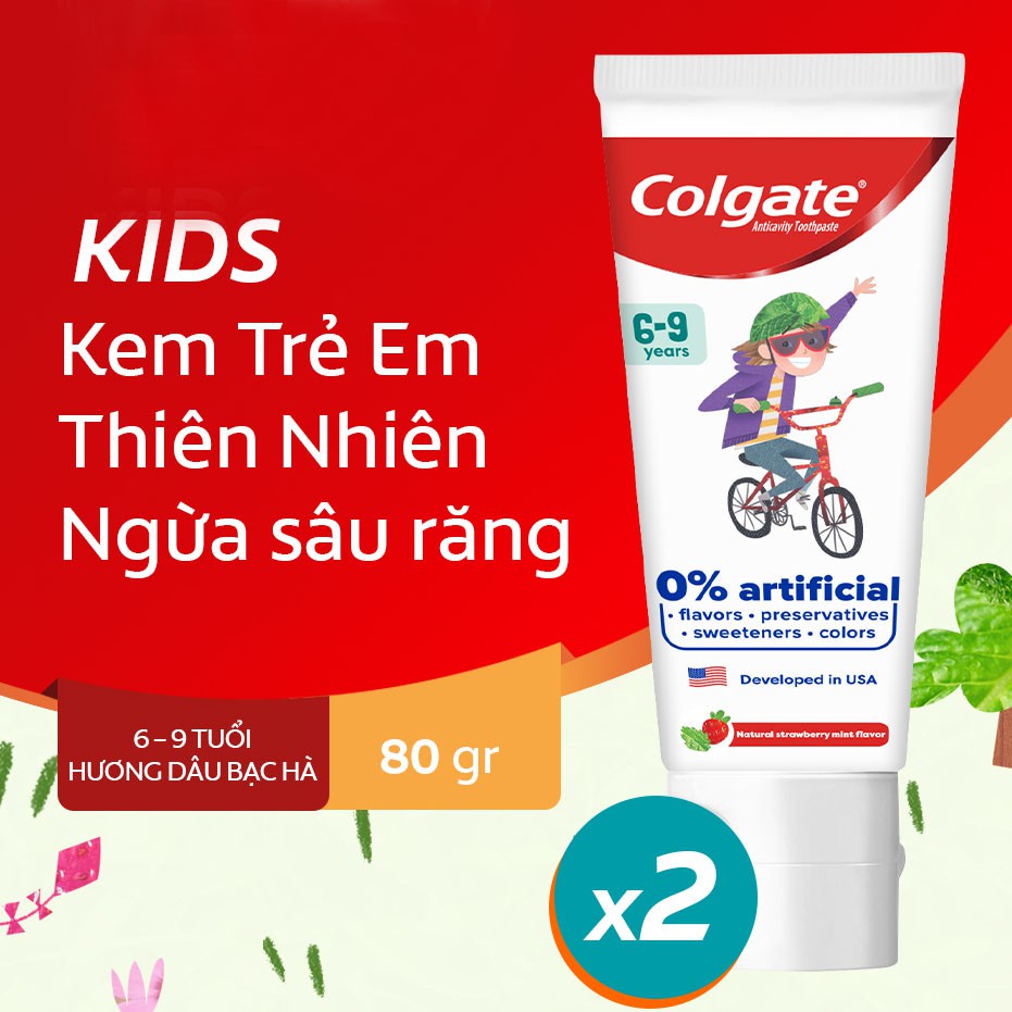 Kem Đánh Răng Colgate Ngừa Sâu Răng Dành Cho Trẻ Em 6-9 Tuổi Hương Dâu Bạc Hà 80g