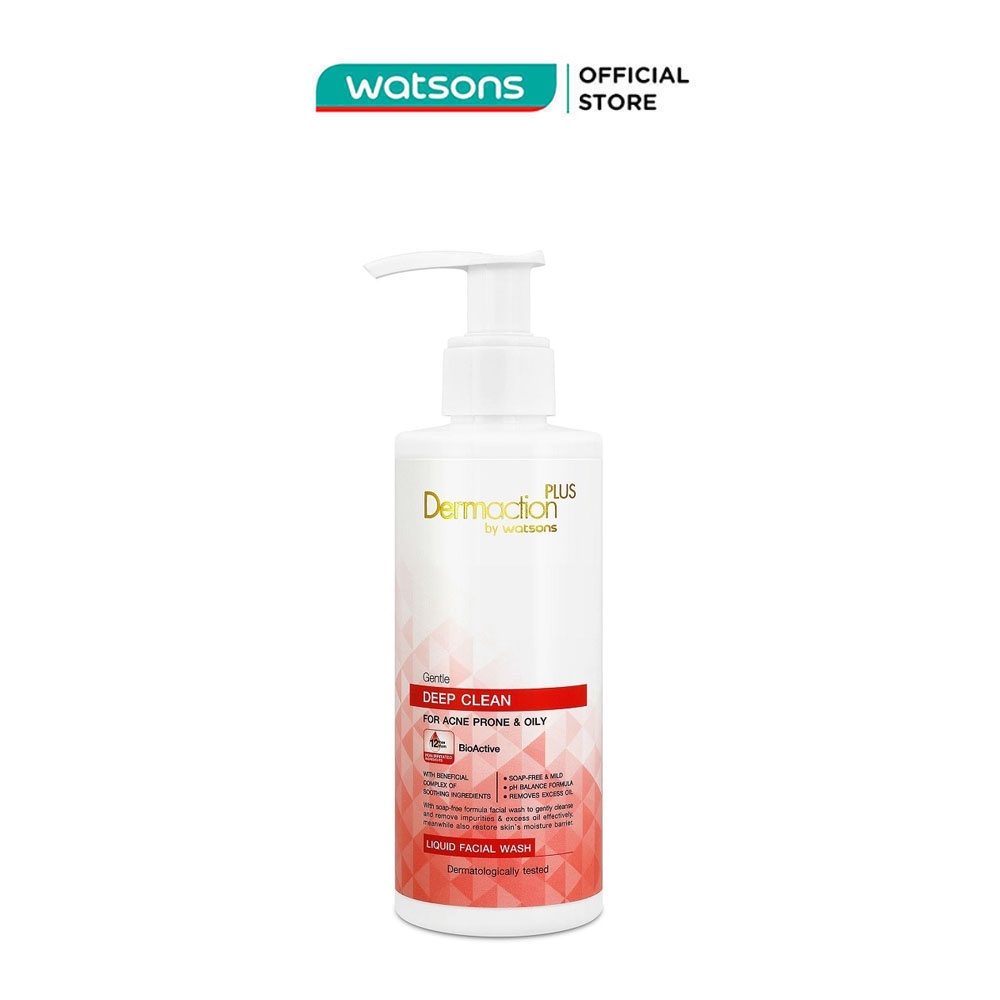 Sữa Rửa Mặt Dermaction Plus by Watsons Gentle Deep Clean Liquid Sạch Sâu 150ml