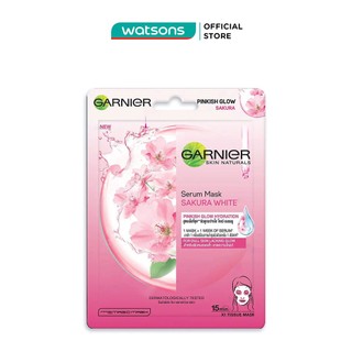 Mặt Nạ Garnier Serum Mask Sakura White Pinkish Glow Hydration Tinh Chất Hoa Sakura Cấp Ẩm 28g