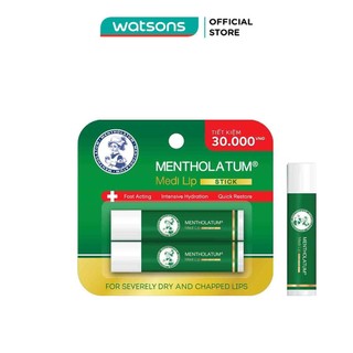Combo Son Dưỡng Mentholatum Medi Lip Stick Dành Cho Môi Khô Và Nứt Nẻ 8.6g (2 Tuýp x 4.3g)