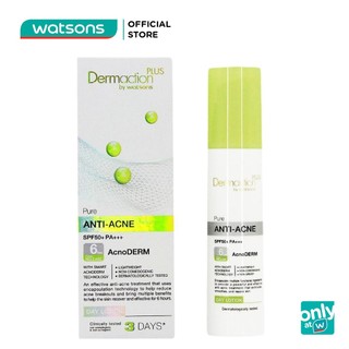 Sữa Dưỡng Ngày Dermaction Plus By Watsons Anti-Acne Spf50+ Pa+++ Acnoderm Chống Nắng Cho Da Mụn 40ml