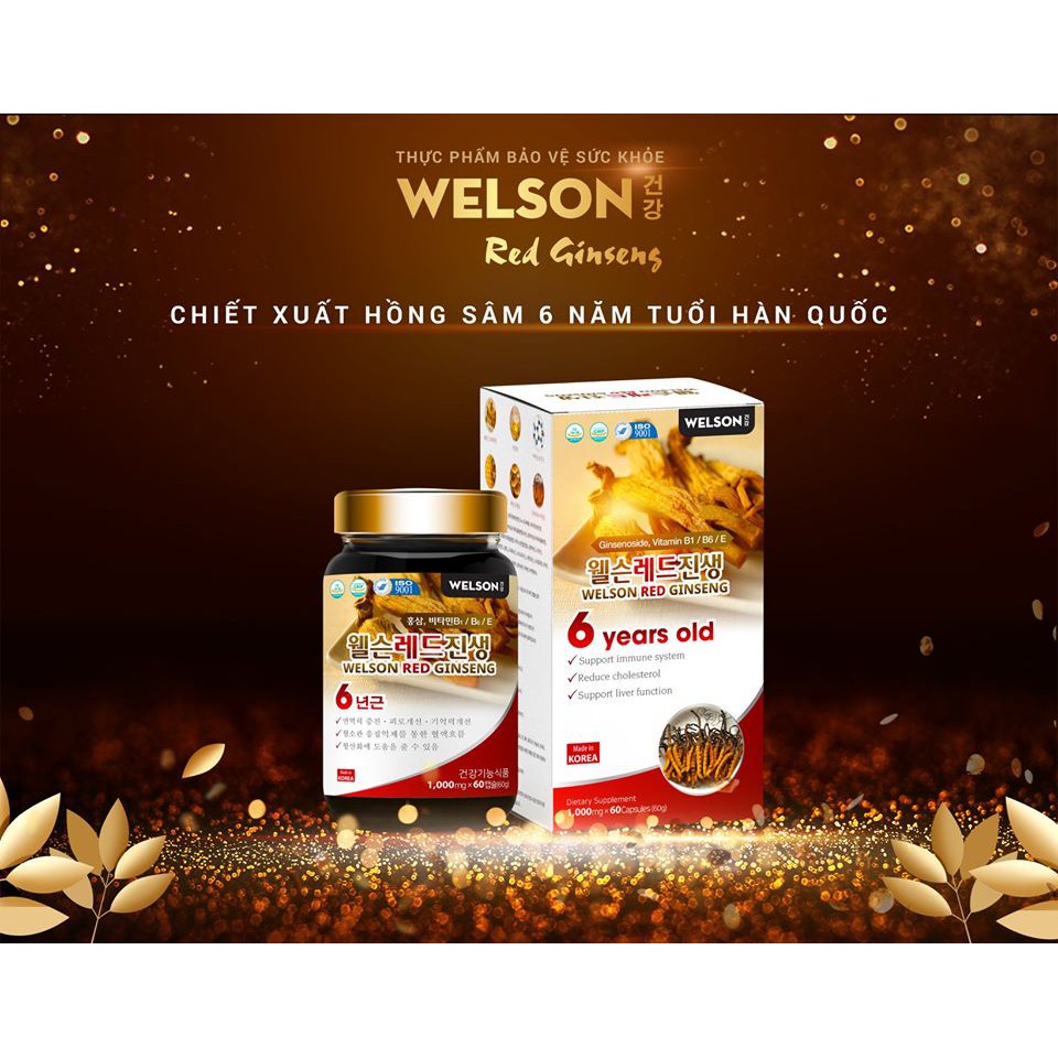 Thực Phẩm Bảo Vệ Sức Khỏe Welson Red Ginseng Giảm Cholesterol 60 Viên