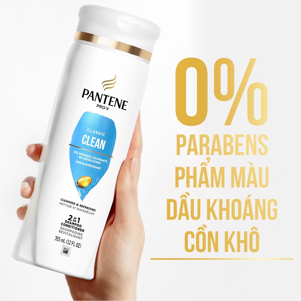 Dầu Gội Và Xả Pantene Classic Clean 2in1 Healthier Hair In 1 Wash 355ml