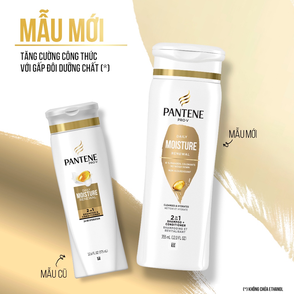 Dầu Gội Và Xả Pantene Daily Moisture Renewal 2in1 24Hr Hydration 355ml