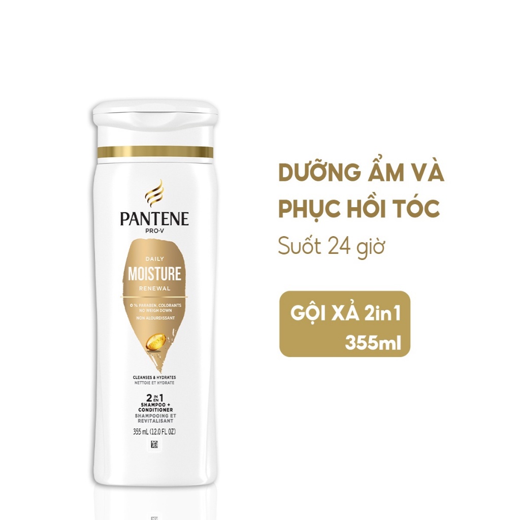 Dầu Gội Và Xả Pantene Daily Moisture Renewal 2in1 24Hr Hydration 355ml