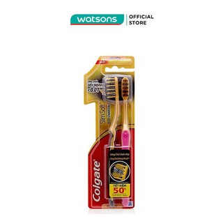 Bàn Chải Đánh Răng Colgate SlimSoft Gold Charcoal Siêu Mềm Mảnh Bộ Đôi