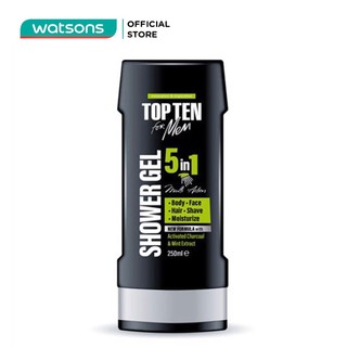 Sữa Tắm Top Ten For Men Shower Gel 5In1 Body Face Hair Shave Moisturize Gội Tắm Cạo Râu Rửa Mặt250ml
