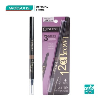 Bút Kẻ Lông Mày 3 Trong 1 Cosluxe 123 Brow 0.55g - Màu Nâu Sẫm (Deep Brown)