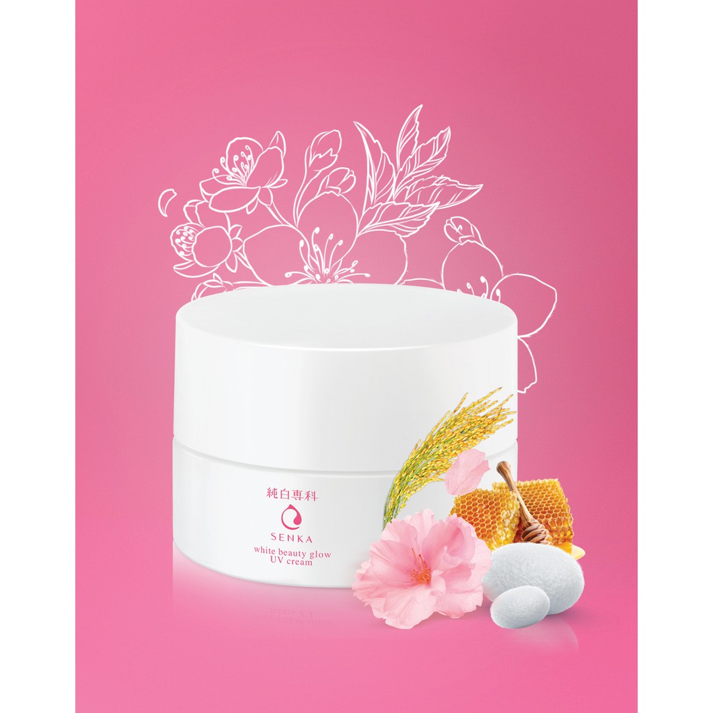 Kem Dưỡng Trắng Da Chống Nắng Ban Ngày Senka White Beauty Glow UV Cream 50g