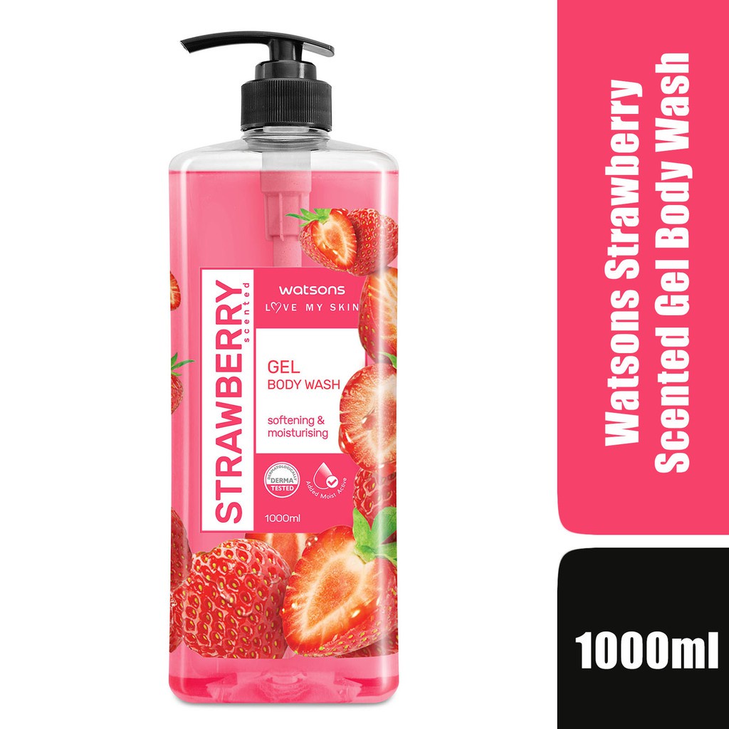 Gel Tắm Watsons Love My Skin Strawberry Scented Shower Gel Chiết Xuất Từ Dâu Tây 1000ml