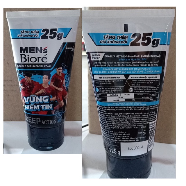 Sữa Rửa Mặt MEN's Bioré Foam Deep Action Extra Cool Mát Lạnh Sảng Khoái 100g