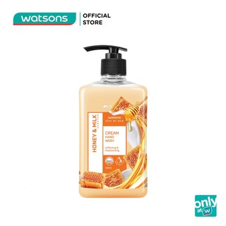 Kem Rửa Tay Watsons Love My Skin Honey & Milk Scented Cream Hand Soap Chiết Xuất Mật Ong & Sữa 500ml