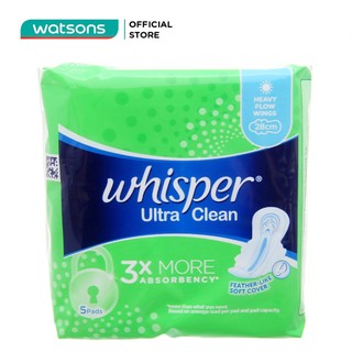 Băng vệ sinh whisper siêu mỏng có cánh, ngày nhiều 28cm, 5 miếng