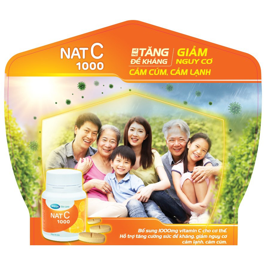 Thực Phẩm Bảo Vệ Sức Khỏe Mega We Care Nat C 1000 30 Viên