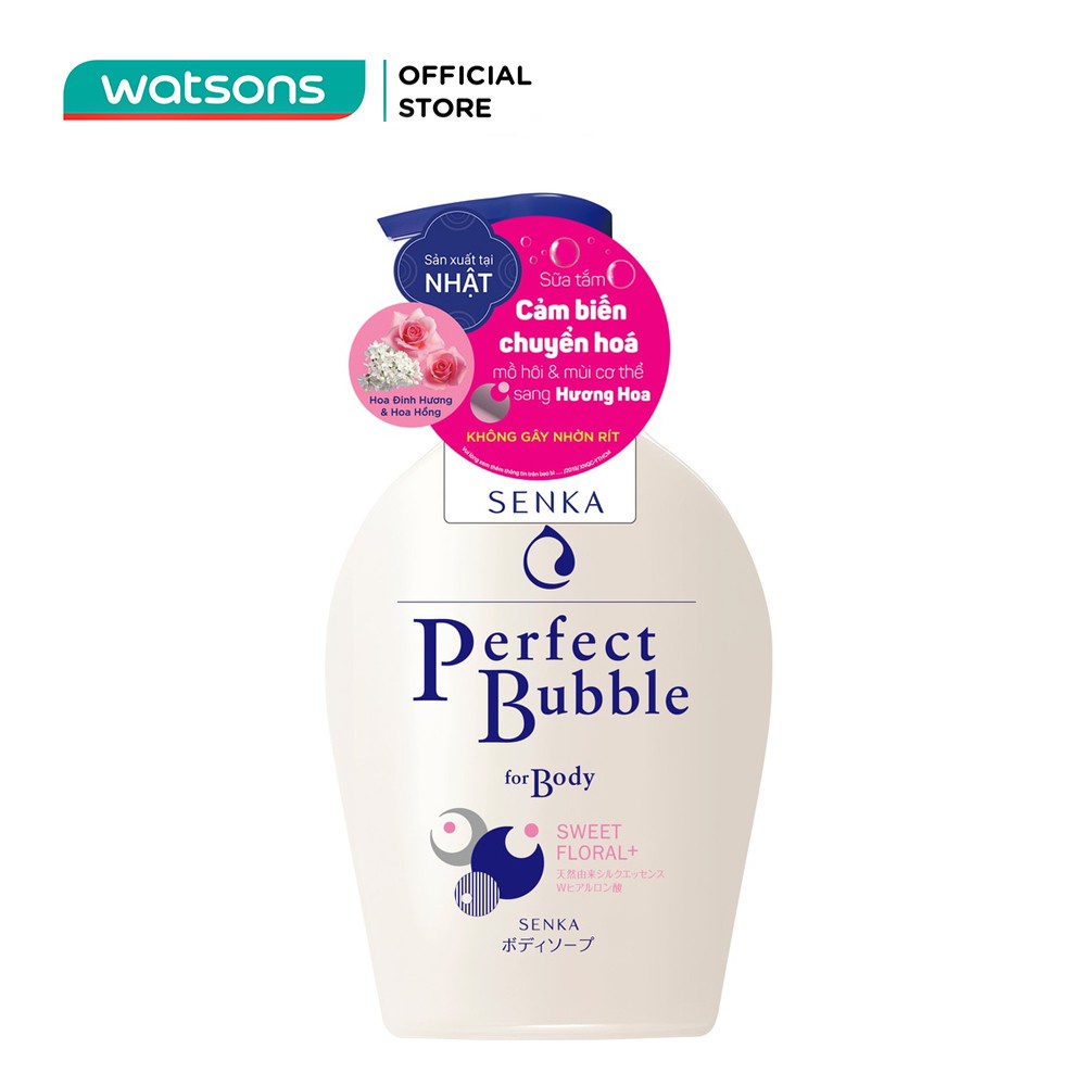 Sữa Tắm Dưỡng Ẩm Senka Perfect Bubble For Body Sweet Floral Hương Hoa Hồng & Đinh Hương 500ml