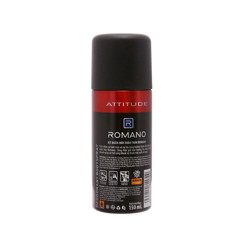 Xịt Khử Mùi Toàn Thân Cho Nam Romano Attitude 150ml
