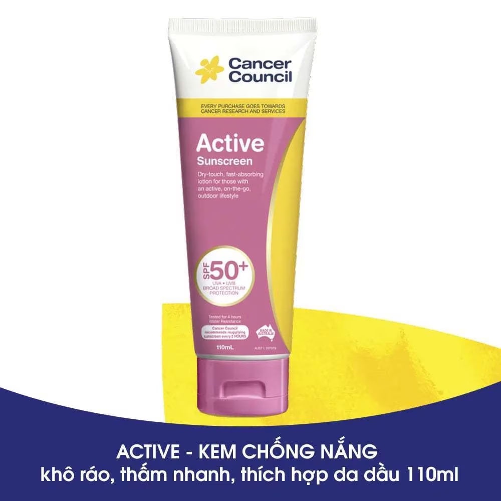 Kem Chống Nắng Cancer Council Avitive Năng Động SPF50+ 110ml